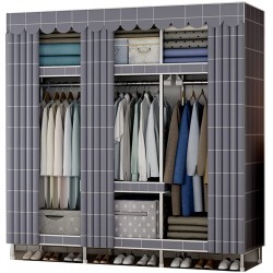 GQSJYM Storage Cabinet Wardrobe Clothes Organizer for Medium and Long Clothes Bedroom Armoires with Accessories Placed in The Compartment Color : A Size : 128X45X172cm