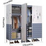 HONGFEISHANGMAO Wardrobe Large Multi-use Closet Wardrobe Portable Closet Organizer Bedroom Armoire with Doors Easy to Assemble 28x18x56 Inches Non-Woven Fabric Color : A