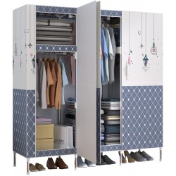 HONGFEISHANGMAO Wardrobe Large Multi-use Closet Wardrobe Portable Closet Organizer Bedroom Armoire with Doors Easy to Assemble 28x18x56 Inches Non-Woven Fabric Color : A