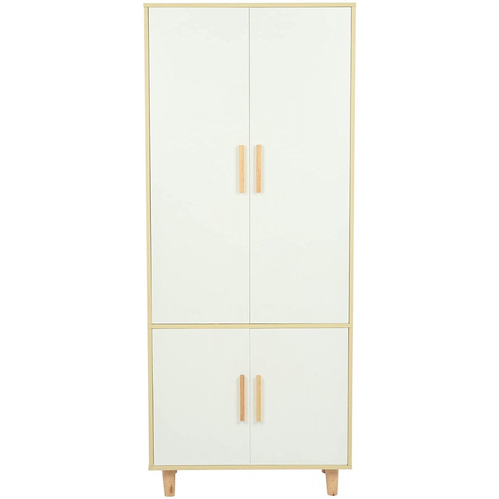 Kenxen 2-Door Modern Minimalist Closet Wardrobe Bedroom Armoire Storage Organizer for Space Saving Fast Assembly and Durability White Wooden Wardrobe Cabinet