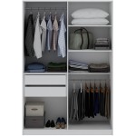 Manhattan Comfort Gramercy Mid Century Modern 2-Section Freestanding Wardrobe Armoire Closet White