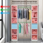 QAZQ Combination Wardrobe Hat Rack Coat Rack Nordic Freestanding Closet with 10 Open Grids & 2 Drawers & 2 Hanger Rod Easy Assemble Clothing Storage Cabinet Bedroom Armoire for Clothes Organizer