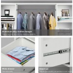 QAZQ Combination Wardrobe Hat Rack Coat Rack Nordic Freestanding Closet with 10 Open Grids & 2 Drawers & 2 Hanger Rod Easy Assemble Clothing Storage Cabinet Bedroom Armoire for Clothes Organizer