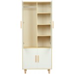 Wardrobe Storage Cabinet Wood Wardrobe Closet Chest with Door & Shelves & Hanging Rods Floor Clothes Armoire for Bedroom Modern Minimalist Wardrobe Bedroom Easy Assembly