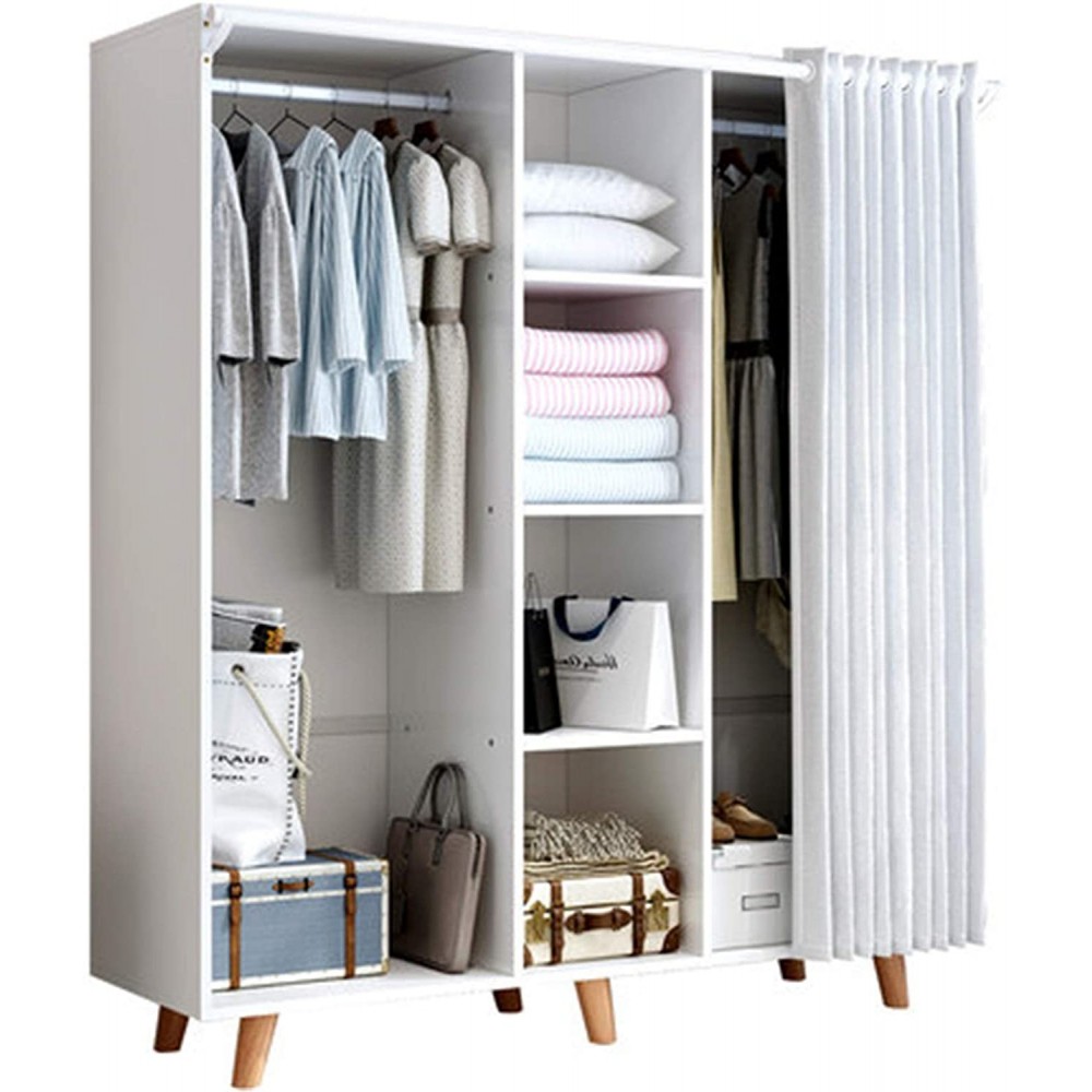 YADSHENG Wardrobe Wardrobe Home Bedroom Simple Child Storage Storage Cabinet Simple Modern Hanging Wardrobe Rental Room Bedroom Armoires Color : White Size : 173x40x160cm
