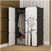 ZJ Simple Wardrobe Simple Modern economical Assembled Plastic Steel Frame Wardrobe Storage Hanging Removable Small Cabinet Bedroom Armoires
