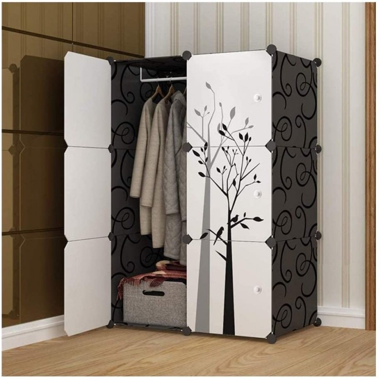 ZJ Simple Wardrobe Simple Modern economical Assembled Plastic Steel Frame Wardrobe Storage Hanging Removable Small Cabinet Bedroom Armoires