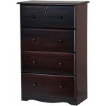 100% Solid Wood 4-Super Jumbo Drawer Chest with Lock by Palace Imports Java Color 32”W x 48.5”H x 17”D. Requires Assembly