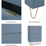 4 Drawer Dresser Organizer Storage Dresser Cabinet Unit Chest of Drawers with Storage Nightstand for Living Room Bedroom Hallway Blue