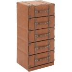 Deco 79 55771 Wood Leather 5 Drawer Dresser 16"W 35"H