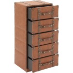 Deco 79 55771 Wood Leather 5 Drawer Dresser 16"W 35"H