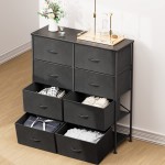 Devoko Dresser for Bedroom with 8 Drawers Wide Chest of Drawers with Fabric Bins Storage Organizer Unit with Steel Frame and Wooden Top for Living Room Closets Hallway and Entryway