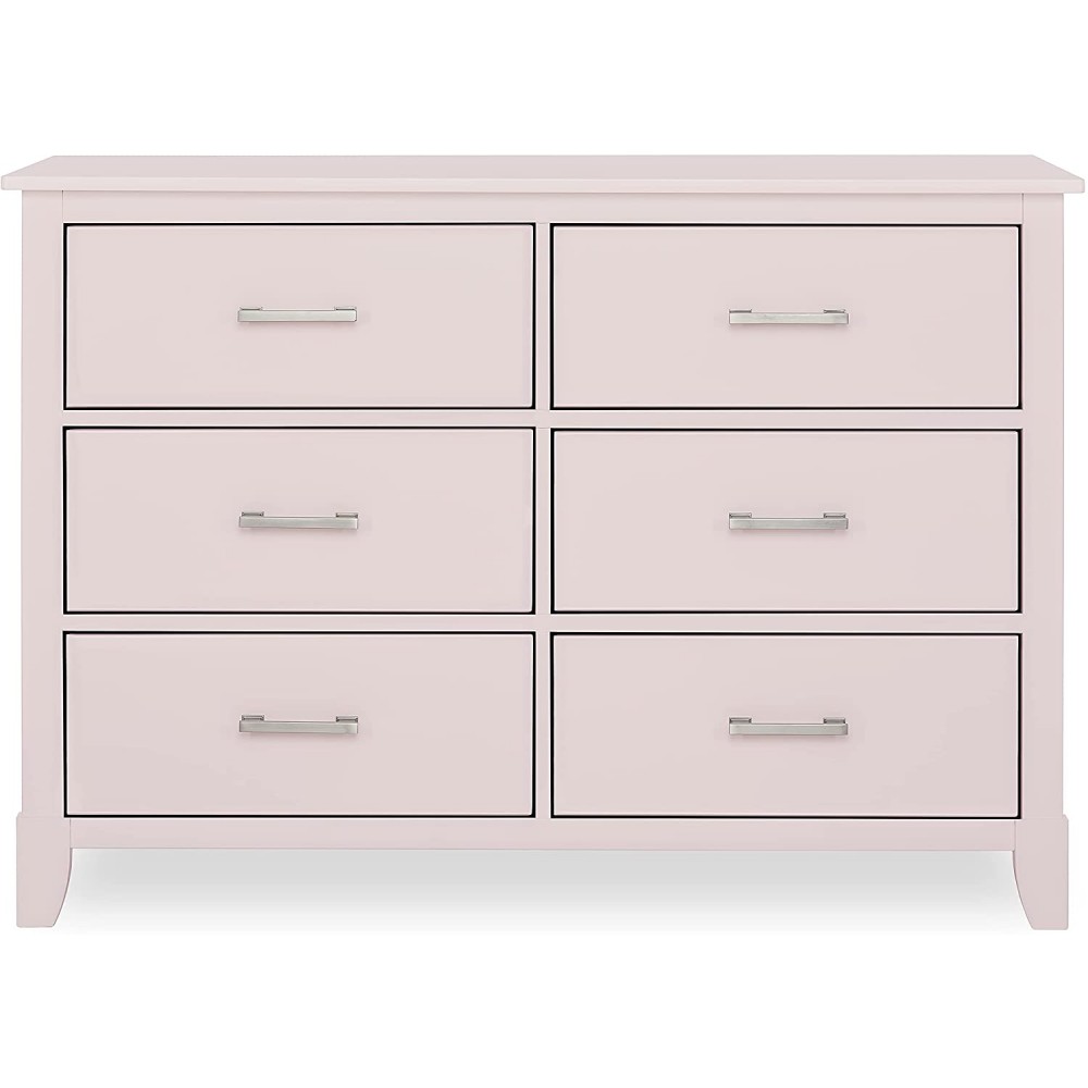 Dream On Me Universal Double Dresser I Kids Bedroom Dresser I Six Drawers Dresser I Mid Century Modern Blush Pink