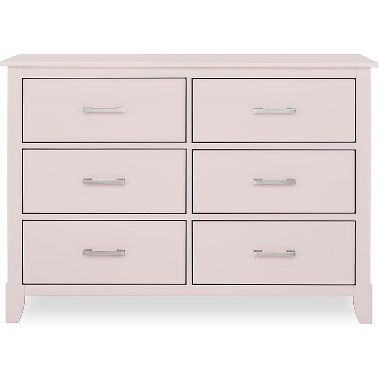 Dream On Me Universal Double Dresser I Kids Bedroom Dresser I Six Drawers Dresser I Mid Century Modern Blush Pink