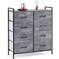 Dresser with 8 Drawers LINSY HOME Wood Top Dresser for Bedroom Large Capacity Dressers Organizer Chest of Drawers for Hallway Nursery Entryway Closets Sturdy Metal Frame Easy Pull Handle