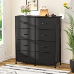 Furmax Dresser for Bedroom with 8 Drawers Fabric Dresser with Large Capacity Furniture Storage Chest with Steel Frame and Wood Top for Hallway Entryway Closets Living Room