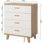 Henf 4 Drawer Dresser Drawers Chest Storage Cabinet Side Table Closet Drawers Organizer with Solid Wood Handles and Feet Storage Drawer for Playroom Bedroom Furniture Whit &Brown