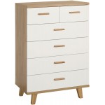 Henf Modern 6 Drawers Dresser Elegant 6 Drawers Chest Dresser Storage Cabinet with Wood Handles and Foot Chest of Drawer Cabinet for Closet Bedroom Living Room Kids Room