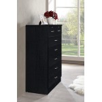 HODEDAH IMPORT Hodedah 7 Chest with Locks on 2-Top Drawers in Black Dresser Assembled dimensions: 48 in. H x 31.5 in. W x 18 in. D