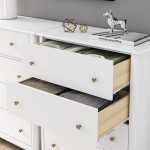 HOUSUIT Drawer Chest 4 Dresser Chest of Drawers Clothes Storage Cabinet with Drawers Modern Dresser for Bedroom Hallway Living Room Nursery White