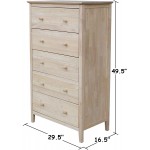 International Concepts Dresser with 5 Drawers ,Unfinished