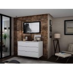 Manhattan Comfort Rockefeller Mid-Century Modern 3 Drawer Bedroom Dresser 35.24" White