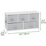 mDesign Steel Frame 5 Drawer Dresser Chest Clothes Organizer Furniture for Bedroom Hallway Closet Storage Removable Fabric Drawers Laminate Top Gray White