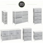 mDesign Steel Frame 5 Drawer Dresser Chest Clothes Organizer Furniture for Bedroom Hallway Closet Storage Removable Fabric Drawers Laminate Top Gray White