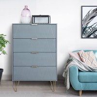 New 4 Drawer Chest,Craft Storage Organization for Home & Office,Storage Dresser Cabinet,Office Storage File Cabinet with 4 Metal Legs Grey