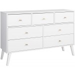 Prepac Milo Mid Century Modern Dresser 7-Drawer White