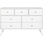 Prepac Milo Mid Century Modern Dresser 7-Drawer White