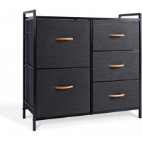 ROMOON Dresser Storage Drawer 5 Fabric Units Organizer and Storage for Bedroom Hallway Entryway Closets Dark Gray