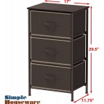 Simple Houseware Nightstands Dresser for Bedroom 3-Tier Organizer Drawer Storage Tower Brown
