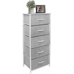 Sorbus Dresser Storage Tower Organizer for Closet Tall Dresser for Bedroom Chest Drawer for Clothes Hallway Living Room College Dorm Steel Frame Wood Top Fabric 5 Drawers White Gray