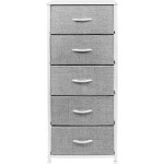 Sorbus Dresser Storage Tower Organizer for Closet Tall Dresser for Bedroom Chest Drawer for Clothes Hallway Living Room College Dorm Steel Frame Wood Top Fabric 5 Drawers White Gray