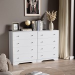 SunsGrove White Dresser for Bedroom with 4 Drawers Modern Chest of Drawer Wood Storage Organizer Cabinet for Living Room Children Room Entryway