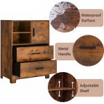 USIEKY Storage Cabinet with 2 Wide Drawers and 1 Door 2 Drawers Dresser for Bedroom Chest of Drawers with Open Shelf Side Storage Cabinet for Bedroom Living Room Rustic Brown