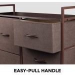 WLIVE Dresser with 5 Drawers Fabric Storage Tower with Handrail Organizer Unit for Bedroom Hallway Entryway Closets Sturdy Steel Frame Wood Top Easy Pull Handle
