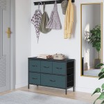 YITAHOME Dresser for Bedroom with 5 Drawers Storease Series Fabric Dresser Organizer Unit Wide Chest of Drawers for Closet  Living Room Hallway Grey Blue