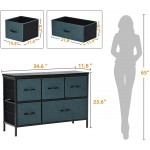 YITAHOME Dresser for Bedroom with 5 Drawers Storease Series Fabric Dresser Organizer Unit Wide Chest of Drawers for Closet  Living Room Hallway Grey Blue