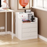 ADORNEVE Nightstand with Charging Station Night Stand with Hutch and Storage Drawers Modern Bedside Table Sofa Table White