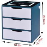 Bedroom Smart Nightstand End Table with LED Light & Drawer Modern Wireless Charging Bedside Table with USB Locker Storage Cabinet Mid Century Small Space Night Tables Home Furniture Blue