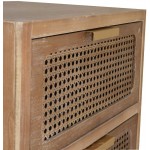 COZAYH Rustic Farmhouse Woven Fronts Nightstand Spacious Storage End Table with 2 Drawers Industrial Farmhouse Accent Furniture for Bedroom