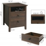 GBU Bedroom Nightstands Set of 2 Wooden Night Stands with 2 Drawers for Home Bedside End Table Large Storage Furniture Brown Wood Grain