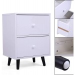 JAXPETY Set of 2 Nightstand End Beside Table with 2 Drawers Storage Organizer Room Furniture White