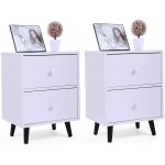 JAXPETY Set of 2 Nightstand End Beside Table with 2 Drawers Storage Organizer Room Furniture White