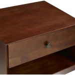Mid-Century 1 Drawer Solid Wood Nightstand Walnut