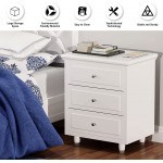 MOOSENG 3 Drawers Nightstand Modern Bedside Table Solid Wood Legs Storage Cabinet End SideTable for Living Room| Bedroom Furniture|20.6'' D x 15.7''W x 23.6''H|WhiteNew x x