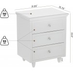 MOOSENG 3 Drawers Nightstand Modern Bedside Table Solid Wood Legs Storage Cabinet End SideTable for Living Room| Bedroom Furniture|20.6'' D x 15.7''W x 23.6''H|WhiteNew x x