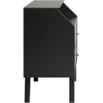 Prepac Milo Mid Century Modern Night Stand with Angled Top 2-Drawer Black